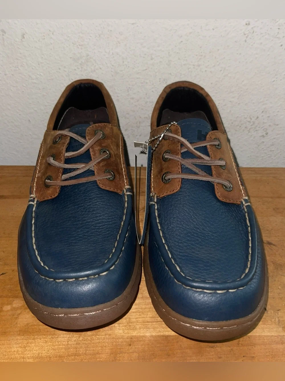 Helly Hansen Blue Brown Moc Toe Driving Deck Boat Oxford Lace up Shoe Sz US 11